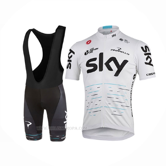 2017 Ropa Ciclismo Sky Blanco Mangas Corta y Culotte Corto